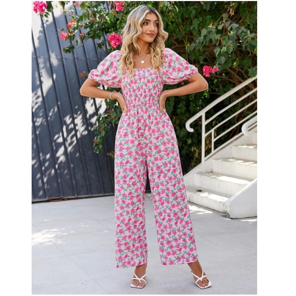 NEW Smocked Floral Jumpsuit - Picture 2 of 6